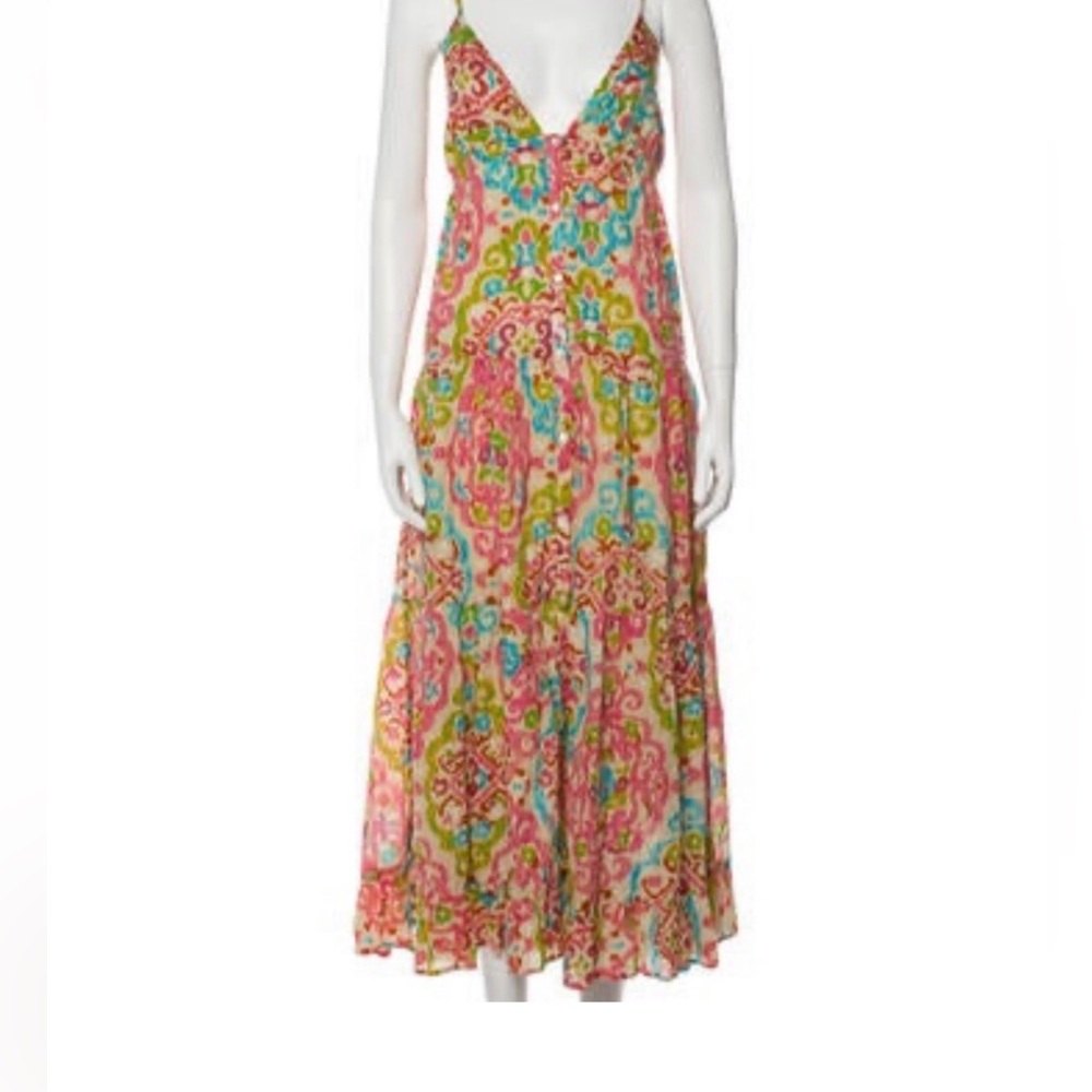 House of Harlow 1960 Printed Buttondown back Tie Sleeveless Bohemian Maxi Dress